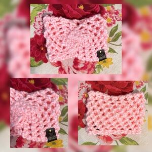 Handmade Hand Crafted Lace Knit Easter Spring Headband Adult size light pink